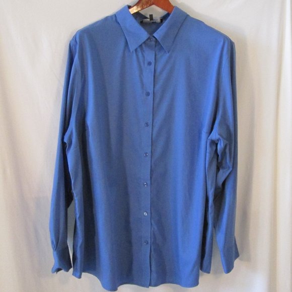 Jones New York Tops - Jones New York Women's Blue Easy Care Long Sleeve Blouse Sz 3X Back\Ches…